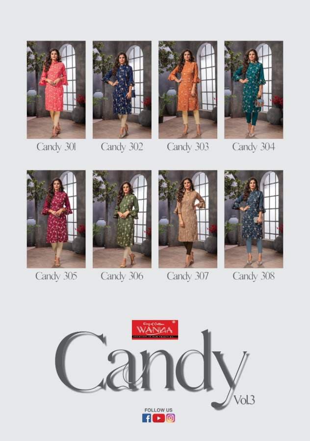 Wanna Candy 3 Fancy Festive Wear Rayon With Embroidery Kurti Collection